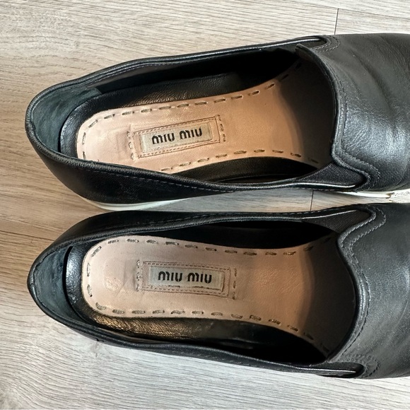 Miu Miu Metal Cap Toe Leather Slip On Sneakers - Picture 6 of 11